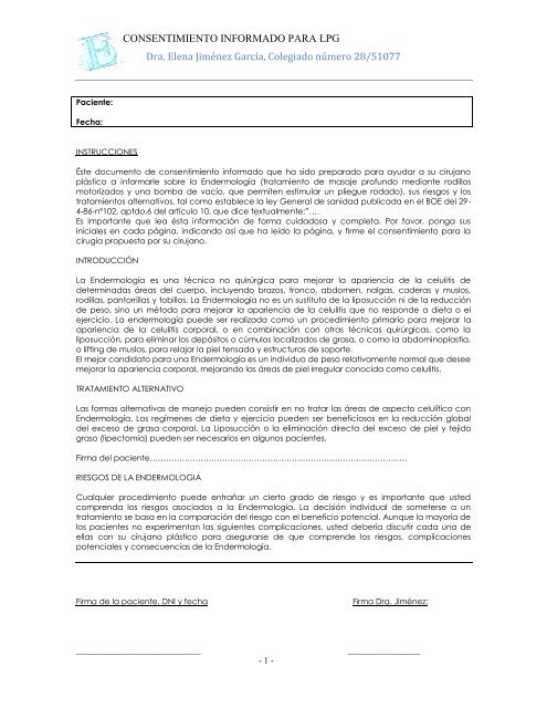 Consentimiento LPG - InformaciÃ³n CirugÃ­a EstÃ©tica