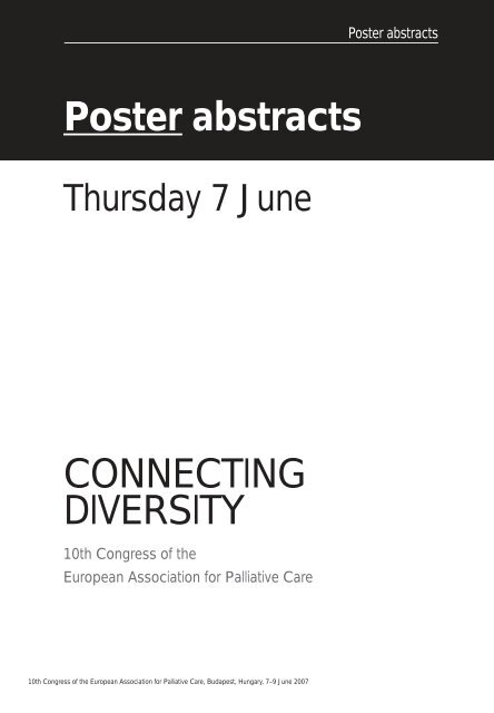 Poster abstracts CONNECTING DIVERSITY