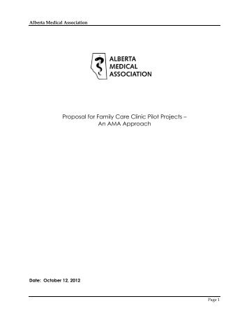 Family Care Clinics Pilot Project Proposal - Alberta Medical ...
