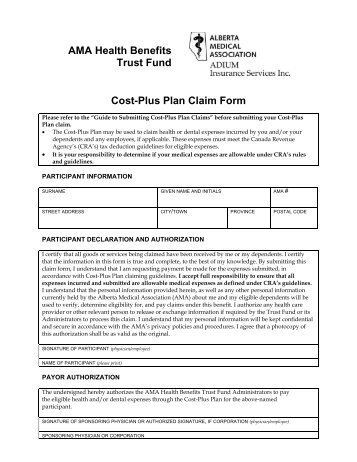 cost plus plan claim form 2004.pmd - Alberta Medical Association