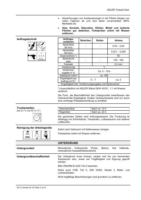 Technisches Merkblatt - ADLER - Lacke