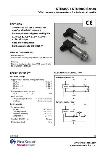 KTE / KTU6000 pressure transmitter - Sensortechnics