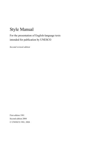 Style manual for the presentation of English ... - unesdoc - Unesco