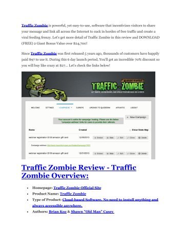 Traffic Zombie Review and $30000 Bonus – Traffic Zombie 80% DISCOUNT  