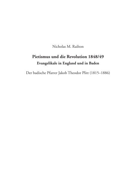 Pietismus und die Revolution 1848/49 - University of Ulster