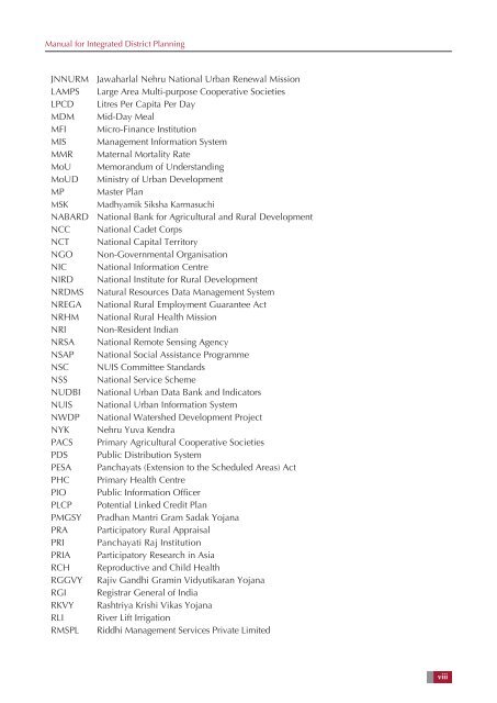 Manual for Integrated District Planning - National Institute of Rural ...