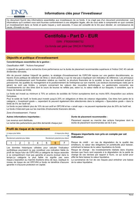 Document d'Information ClÃ© pour l'Investisseur - MMA Solution