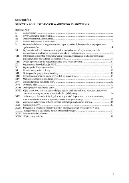 specyfikacja istotnych warunkÃ³w zamÃ³wienia - Samodzielny ...