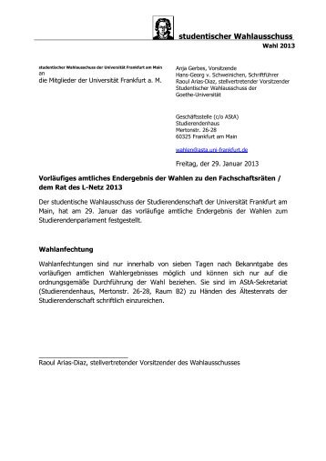 Goethe-Uni Wahlen 2013 - FSR und L-Netz - AStA der Johann ...