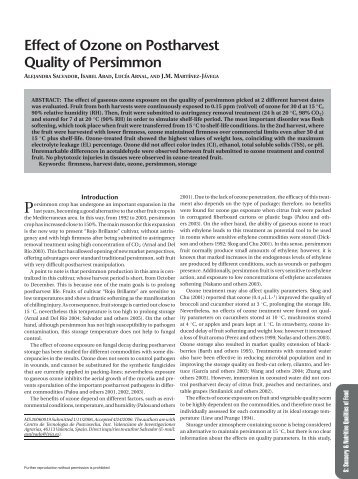 Effect of Ozone on Postharvest Quality of Persimmon