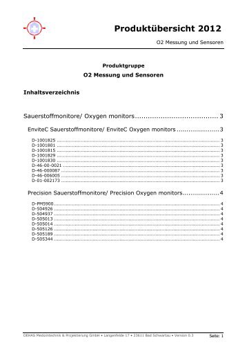 ProduktÃ¼bersicht 2012 - DEHAS Medizintechnik & Projektierung ...