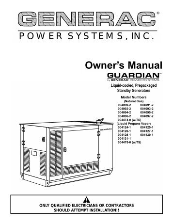 Generac Generator Sizing Chart Pdf