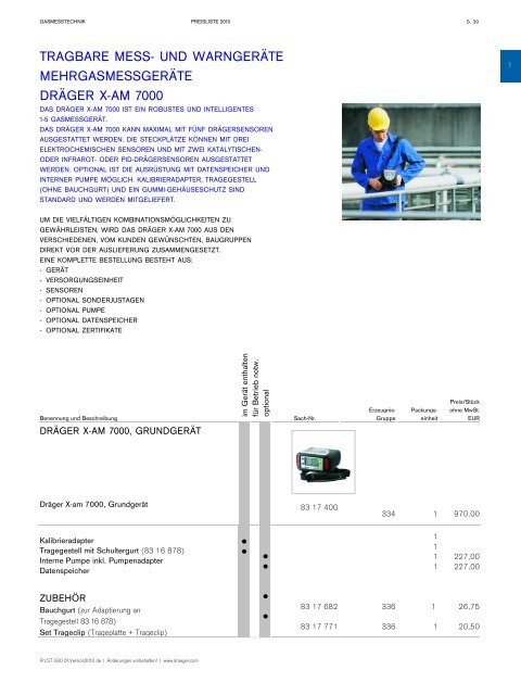 Preisliste 2010 Tragbare Gasmesstechnik - AlphaMedica