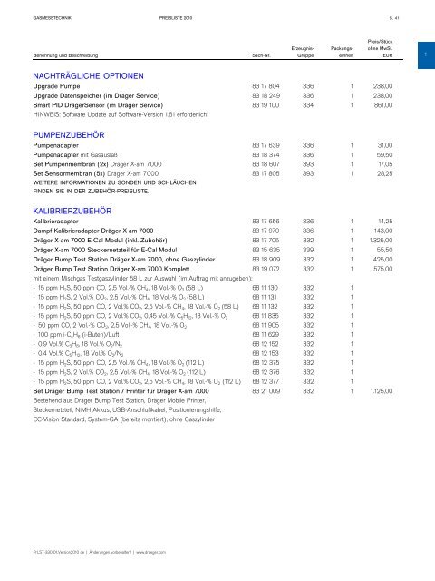 Preisliste 2010 Tragbare Gasmesstechnik - AlphaMedica