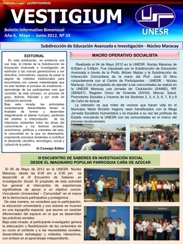 Junio2012, NÂº 33 - Decanato de EducaciÃ³n Avanzada - Unesr