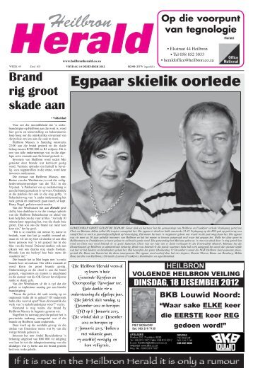 Egpaar skielik oorlede - heilbronherald.co.za