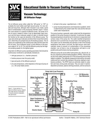 Oil Diffusion Pumps - The Society of Vacuum Coaters