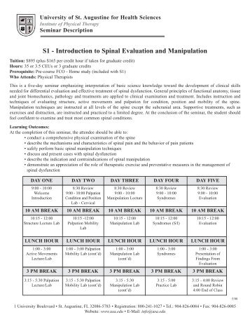 S1 - Introduction to Spinal Evaluation and Manipulation