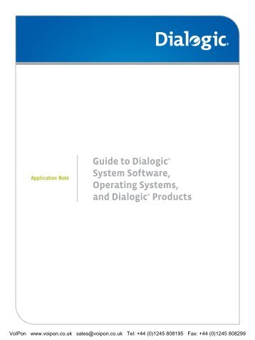 Dialogic System Software, OS Product Guide (PDF)