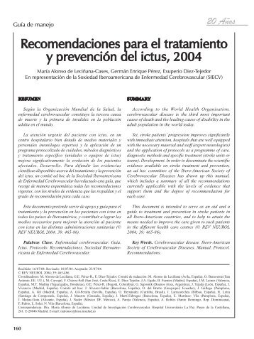 Recomendaciones para el tratamiento y prevenciÃ³n del ictus, 2004