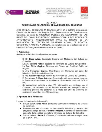 ACTA DE VISITA Y AUDIENCIA PÃBLICA - Sociedad Colombiana ...