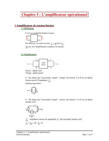 Chapitre 5 :L'amplificateur opérationnel