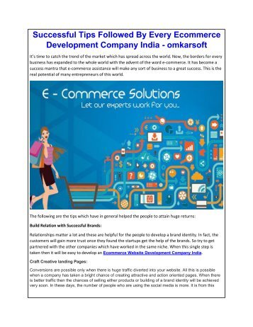 Successful Tips Followed By Every Ecommerce Development Company India - omkarsoft