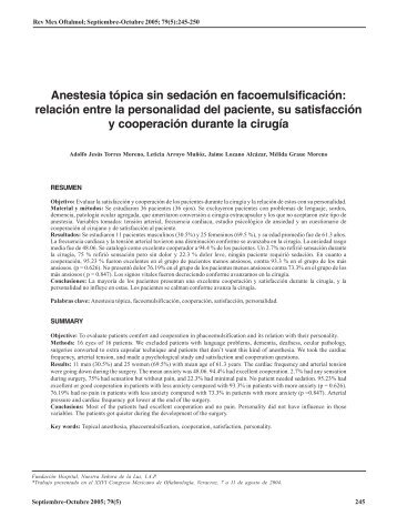 Anestesia tópica sin sedación en facoemulsificación - Revista ...