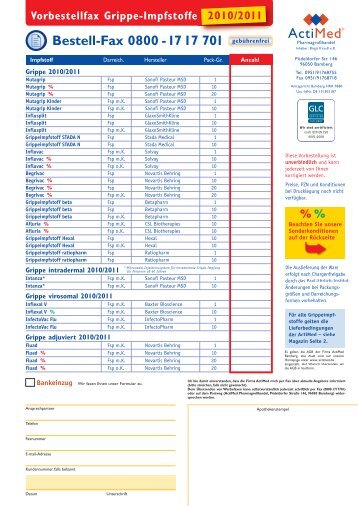 ActiMed Vorbestellung Grippeimpfstoffe 2010/11