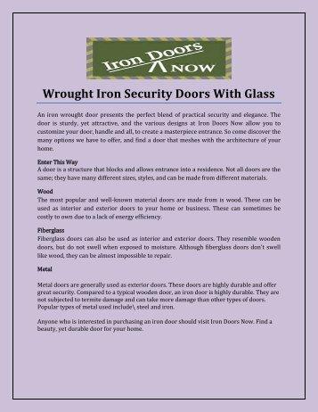 Wrought Iron Security Doors With Glass