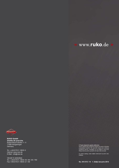 Catalog unelte de precizie RUKO