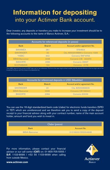 Information for depositing - Actinver