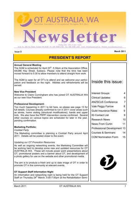 Newsletter March 2011 Pub Curtin Careers Centre