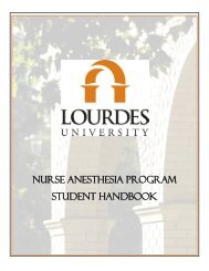 nurse anesthesia program student handbook - Lourdes College