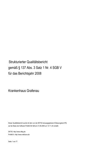 Strukturierter Qualitätsbericht gemäß § 137 Abs. 3 Satz 1 Nr. 4  ... - KTQ