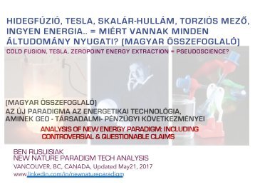 Kateri so Naslednji "Hidegfúzió" iz Eko Električne Energije, da Pridobijo Virtualni Odobritev Znanost? /   Who are Vying to be the Next "Cold Fusion" of Eco-Generator? 