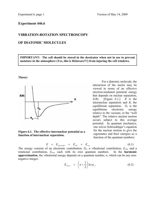Experiment 446.6 VIBRATION-ROTATION SPECTROSCOPY OF ...