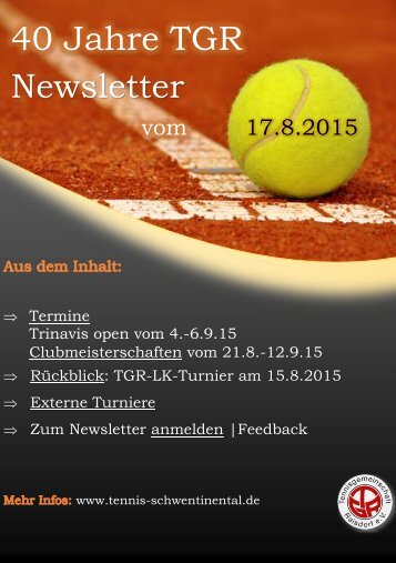 40 Jahre TGR - Newsletter vom 10.8.2015