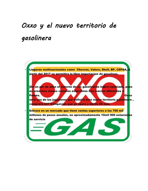 Oxxo y el nuevo territorio de gasolinera