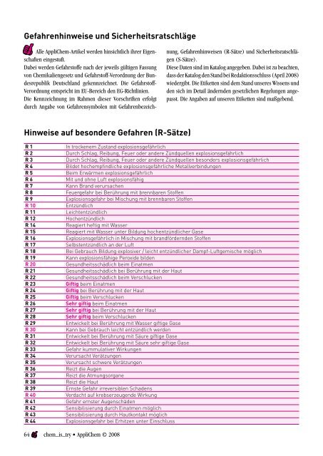 Wissenswertes zum Nachschlagen aus der Chemie und Biologie