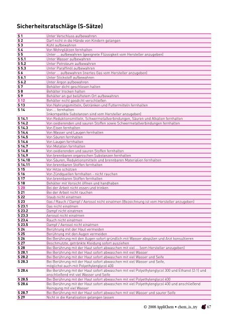 Wissenswertes zum Nachschlagen aus der Chemie und Biologie