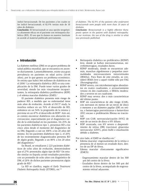 Bevacizumab, uso e indicaciones oftalmológicas para retinopatía ...