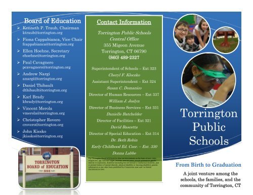 Birth to Graduation Information - Torrington Public Schools