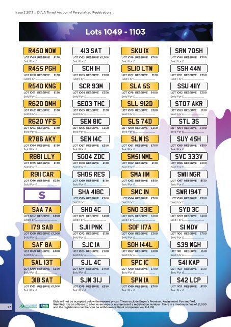 DVLA Personalised Registrations Timed Auction ... - DVLA Auctions