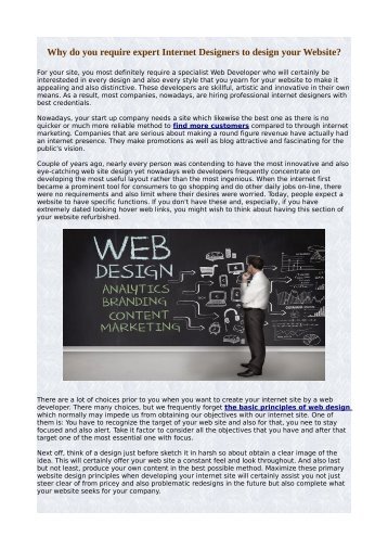 Why do you require expert Internet Designers to design your Website?