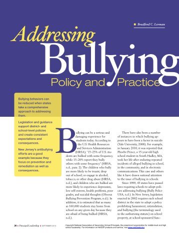 Addressing Bullying: Policy and Practice - National Association of ...