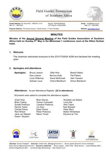 Memorandum Of Incorporation Fgasa