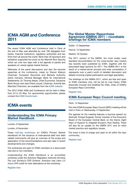Issue no. 22: ICMA Regulatory Policy Newsletter