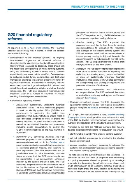 Issue no. 22: ICMA Regulatory Policy Newsletter