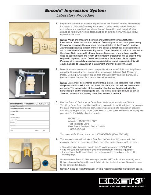 Encode® Impression System - BIOMET 3i